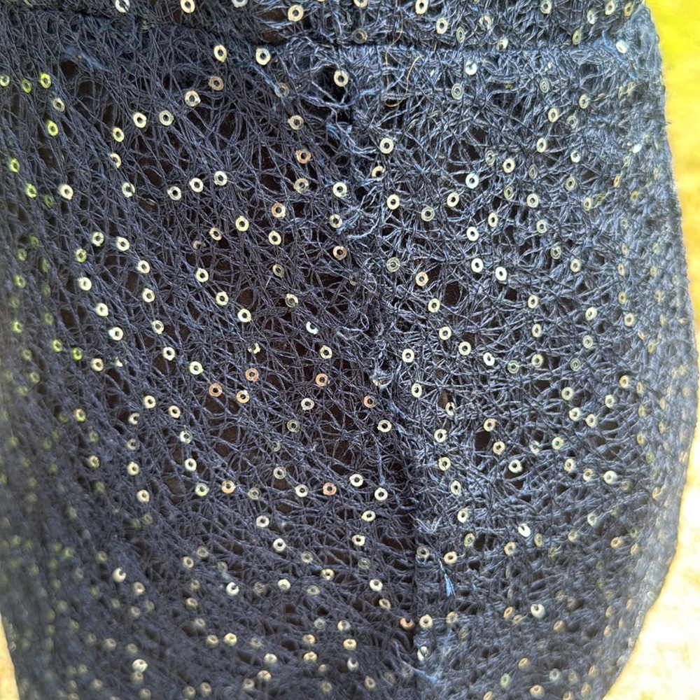 Alice + and Olivia Navy sequin RUCHED side cocktail dress - Picture 6 of 7